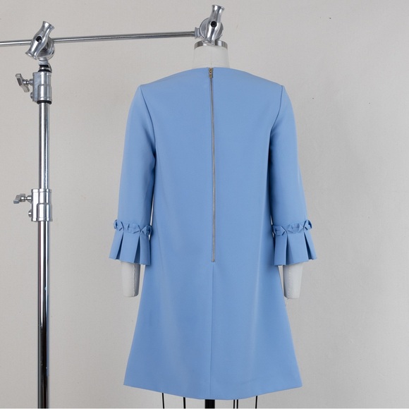 Elegant Blue Dress with Embellished Neckline - Picture 7 of 7